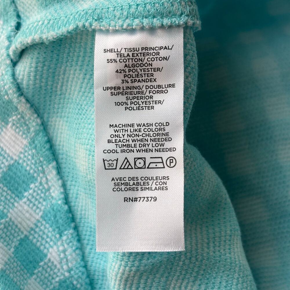 New Ann Taylor Aqua Pop Gingham Sleeveless Flare Dress Size 6 Petite - Picture 9 of 10